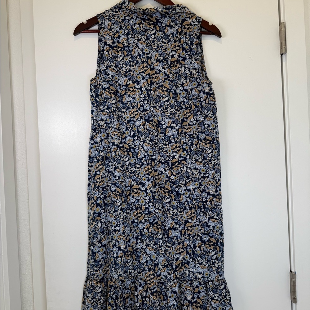 J. Jill Blue and Tan Floral Midi Dress - Picture 6 of 7